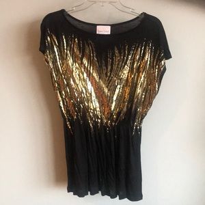 Romeo&Juliet Black w/ Gold Metallic Foil Top -Sz S